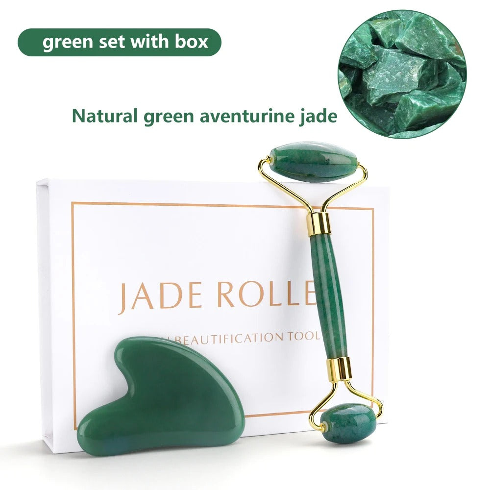 Natural Jade Roller & Gua Sha Body Massager